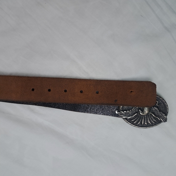 Eagle Belt Buckle Made in Italy with Leather Brown Belt 36in Vintage - Picture 11 of 13